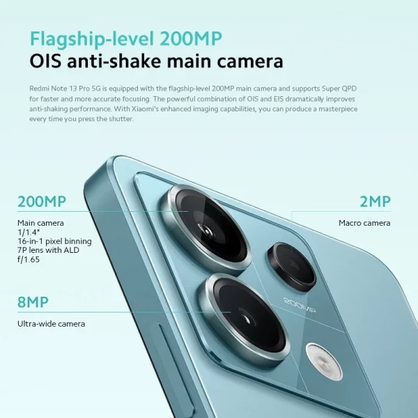 Xiaomi-Smartphone Redmi Note 13 Pro 5G, version globale, écran AMOLED 6.67 ", Snapdragon 7s, Isabel 2, appareil photo 200MP, charge rapide 67W 4