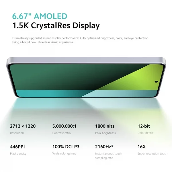 Xiaomi-Smartphone Redmi Note 13 Pro 5G, version globale, écran AMOLED 6.67 ", Snapdragon 7s, Isabel 2, appareil photo 200MP, charge rapide 67W 3