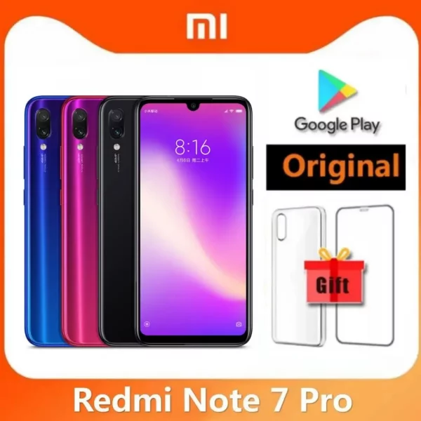 Xiaomi-Smartphone Redmi Note 7 PRO, téléphone portable Android, 6 Go, 128 Go, Snapdragon 660AIE, caméra arrière 0MP + 5,0 MP, original, imprimé 2