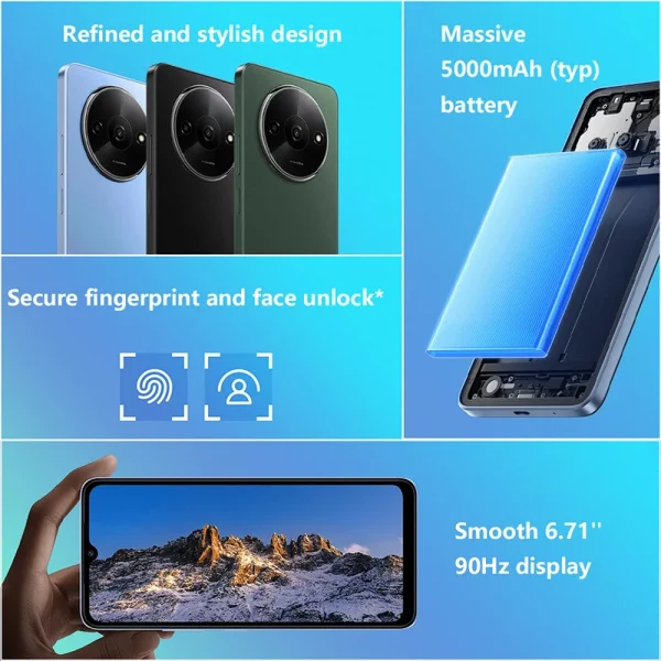Xiaomi-Smartphone Redmi A3 MTK Helio G36, Version Globale, Écran 6.71Hz, Caméra 50MP pour Touristes, Batterie 5000mAh, Déverrouillage EpiFace 2