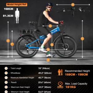 WALLKE BERY-Vélo Électrique Pliant de 1500W, Moteur de 22/44Ah, 26 Pouces, VTT avec Contrôle 6