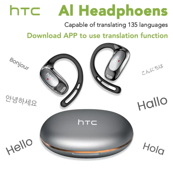 HTC NE35 Bluetooth V6.0 AI traduction écouteurs OWS Sport casque confortable Ultra-léger oreillette sans fil casque avec micro 3
