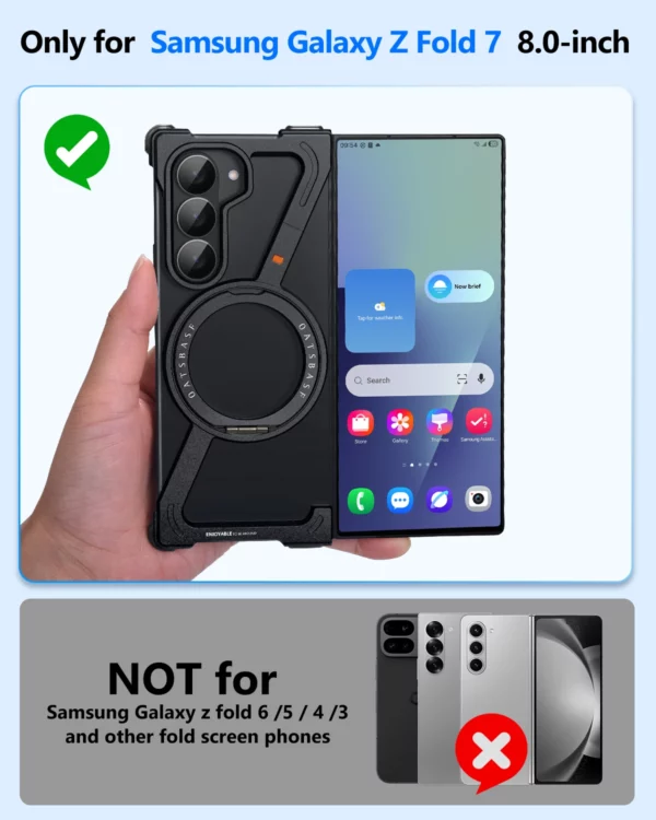 Eary Coque métallique en aluminium pour Samsung Galaxy Z Fold 7 avec 360 ° Support magnétique rotatif, pare-chocs sans cadre, housse de téléphone antichoc 2
