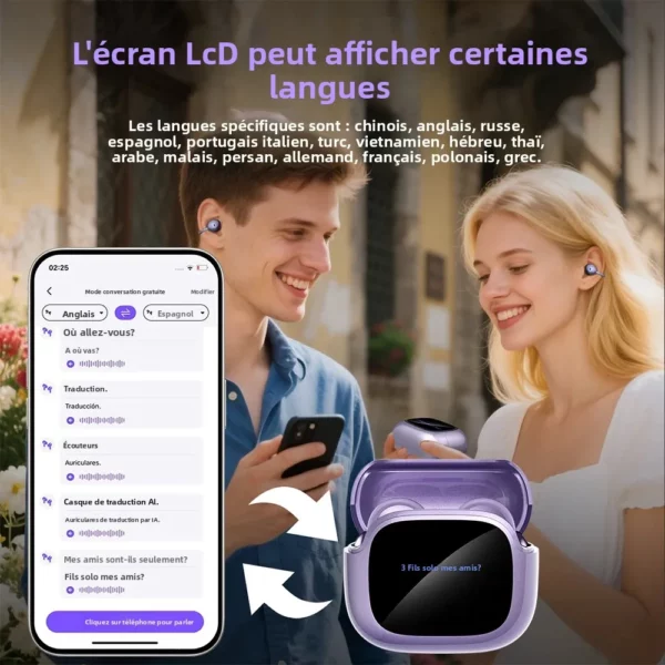 HTC NE32 Bluetooth V6.0 AI écouteurs LCD écran tactile OWS oreille pince sans fil écouteurs traducteur écouteurs réduction du bruit appel 6