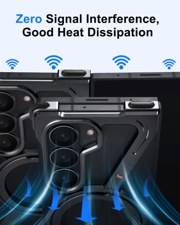 Eary Coque métallique en aluminium pour Samsung Galaxy Z Fold 7 avec 360 ° Support magnétique rotatif, pare-chocs sans cadre, housse de téléphone antichoc 4