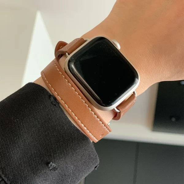 Bracelet pour Apple Watch Ultra 49mm 45mm 42mm 44mm 41mm 38mm 40mm, bracelet en cuir Double Tour Iwatch série 9 8 7 6 Se 5 4 3 2 Correa 2