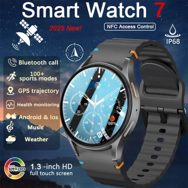 2025 nouvelle montre intelligente 7 Ultra NFC GPS montre intelligente hommes boussole sport Fitness fréquence cardiaque BT appel AMOLED HD Smartwatch femmes 1