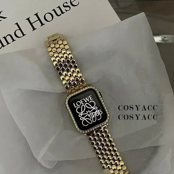Bracelet en acier inoxydable pour femmes, pour Apple Watch Ultra 49mm 38 45 40 44, Bracelet métallique pour iWatch 6 5 4 se 8 7 9 10 46 42, Bracelet de luxe 1