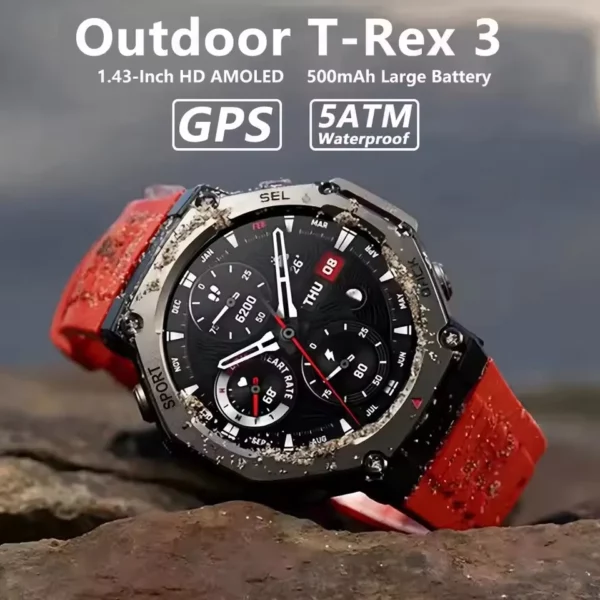 T-rex 3 Ultra GPS montre intelligente intégré double bande GNSS boussole altimètre barométrique 5ATM IP69K étanche AMOLED appel Smartwatch 1