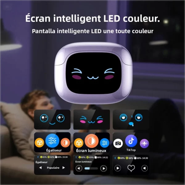 HTC NE32 Bluetooth V6.0 AI écouteurs LCD écran tactile OWS oreille pince sans fil écouteurs traducteur écouteurs réduction du bruit appel 4