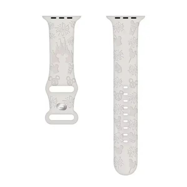 Bracelet en Silicone pour Mickey Disney, motif Floral gravé pour Apple Watch, 46mm 42mm 44mm 40mm 38mm, mignon iWatch série 10/9/8/7/6 2