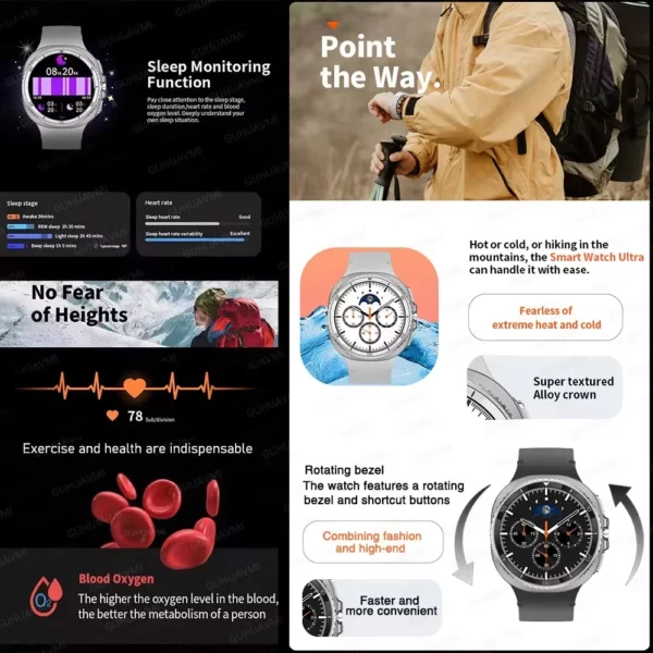 2025 nouveaux hommes montre 8 GPS carte montre intelligente 3ATM étanche AI Chat-GPT NFC Bluetooth appel femmes AMOLED HD montre 7 Ultra Smartwatch 5