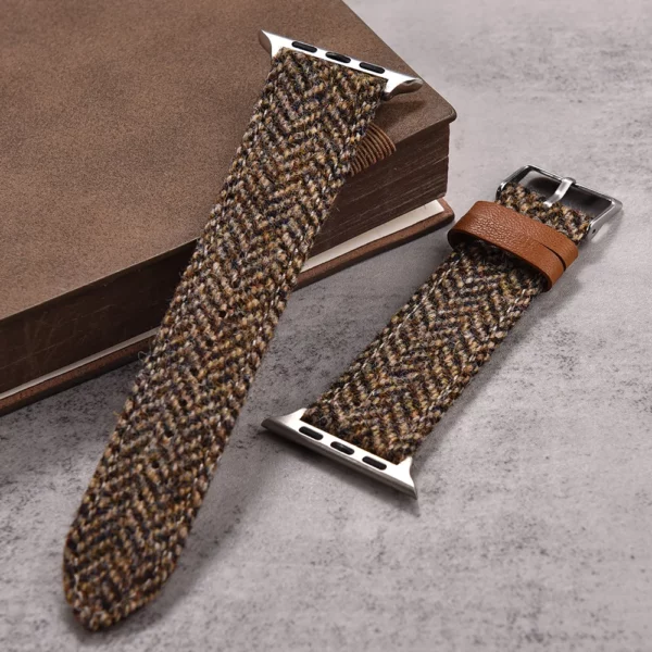 Bracelet en cuir de laine Vintage pour bracelets de montre Apple 49mm Ultra2 44mm 40mm 45mm 41mm 46mm 42mm Bracelet iWatch série 9 8 SE 7 6 5 1