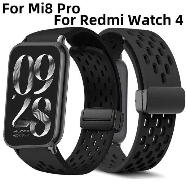 Bracelet en Silicone pour Xiaomi band 8 Pro, bracelet de montre de Sport de remplacement pour montre Redmi 4, accessoires de poignet magnétiques 1