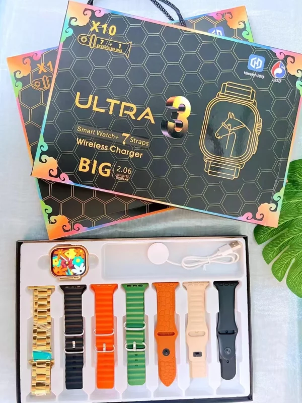 7 en 1 bracelet montre intelligente X10ultra 3 Bluetooth appel téléphonique Smartwatch étanche bricolage montre visages pour hommes femmes montre en or 2025 nouveau 4