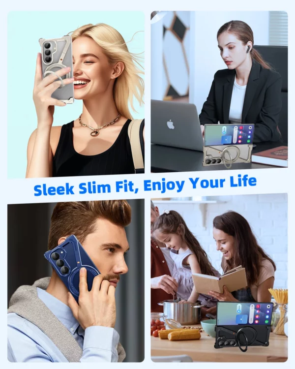 Eary Coque métallique en aluminium pour Samsung Galaxy Z Fold 7 avec 360 ° Support magnétique rotatif, pare-chocs sans cadre, housse de téléphone antichoc 6