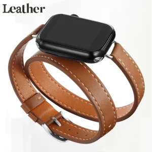 Bracelet pour Apple Watch Ultra 49mm 45mm 42mm 44mm 41mm 38mm 40mm, bracelet en cuir Double Tour Iwatch série 9 8 7 6 Se 5 4 3 2 Correa 1