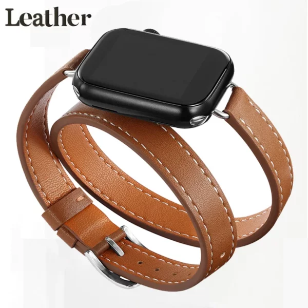 Bracelet pour Apple Watch Ultra 49mm 45mm 42mm 44mm 41mm 38mm 40mm, bracelet en cuir Double Tour Iwatch série 9 8 7 6 Se 5 4 3 2 Correa 1